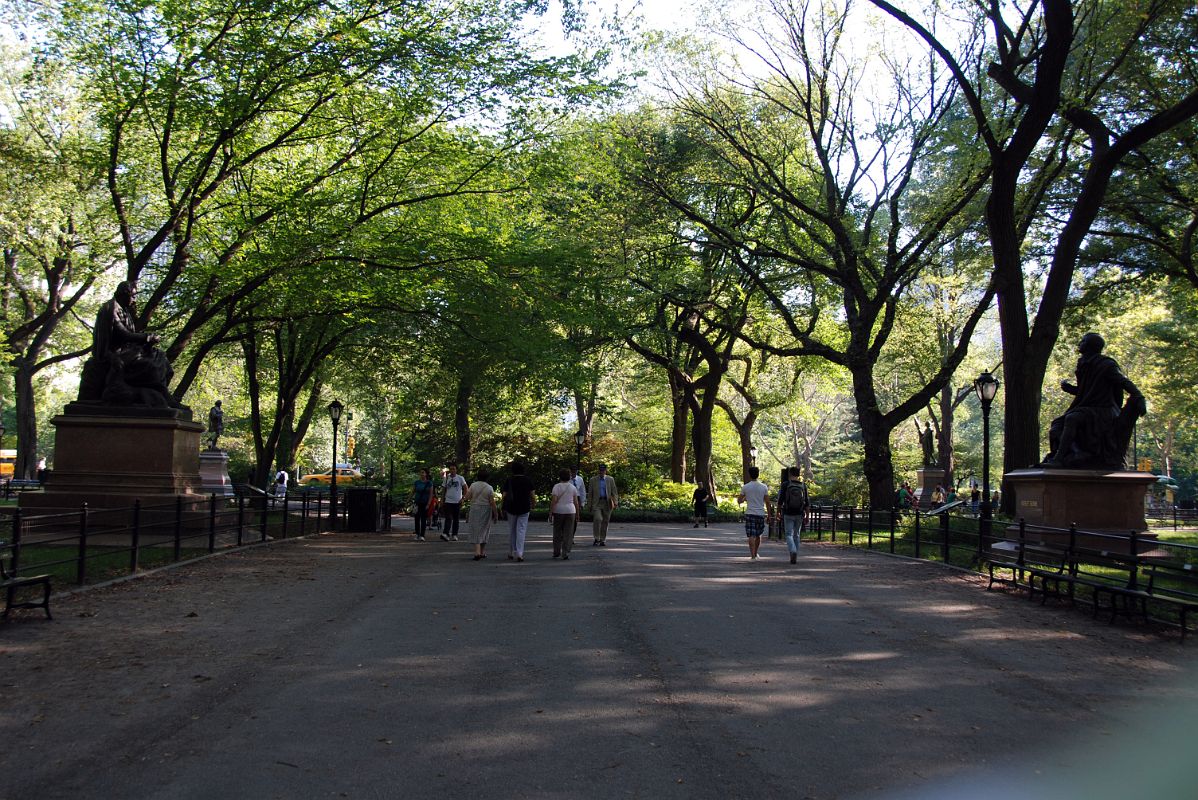 06A Central Park Literary Walk At The South End Of The Mall Features Statues Of Sir Walter Scott, Shakespeare, Christopher Columbus, And Robert Burns